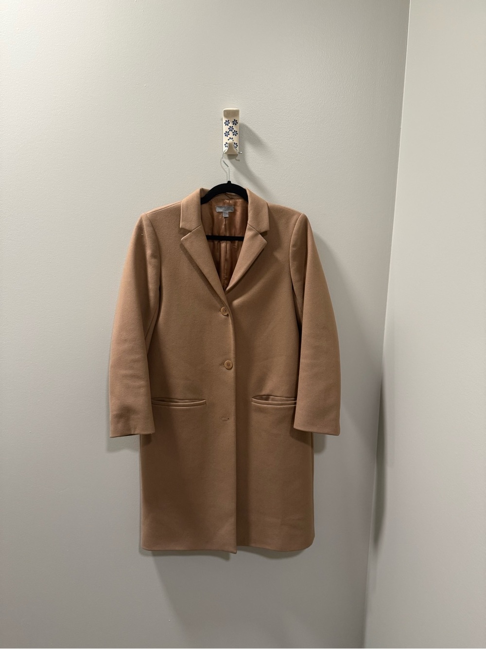 COS Tan Wool-Blend Single-Breasted Pea Coat
